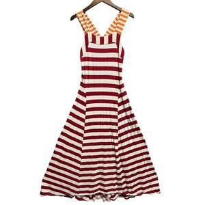 HWR Anthropologie Split‎ Striped Dress Size XS Red White Orange Women's